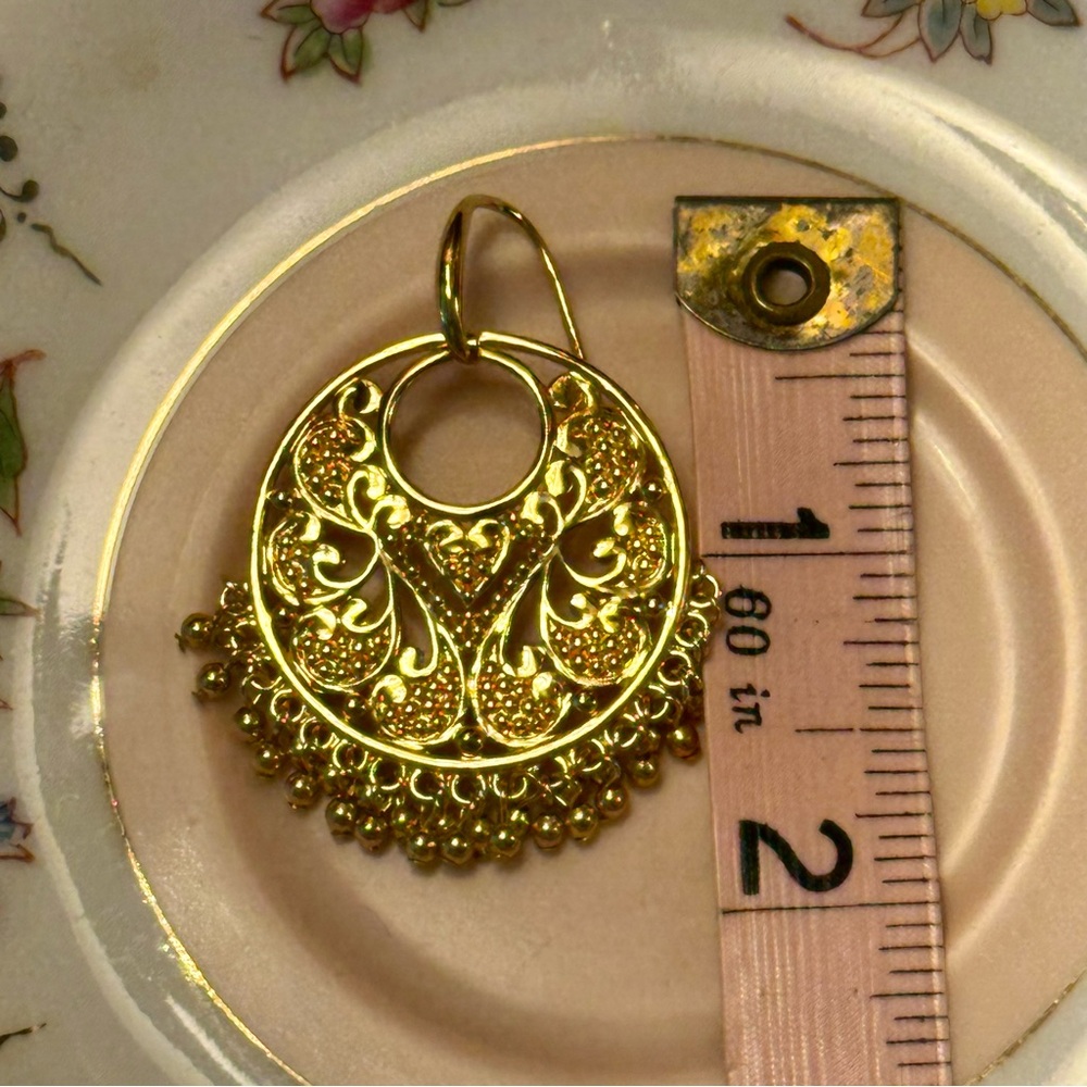 18k Gold Bohemian Fringe French Wire Dangle Drop Earrings - Picture 4 of 6